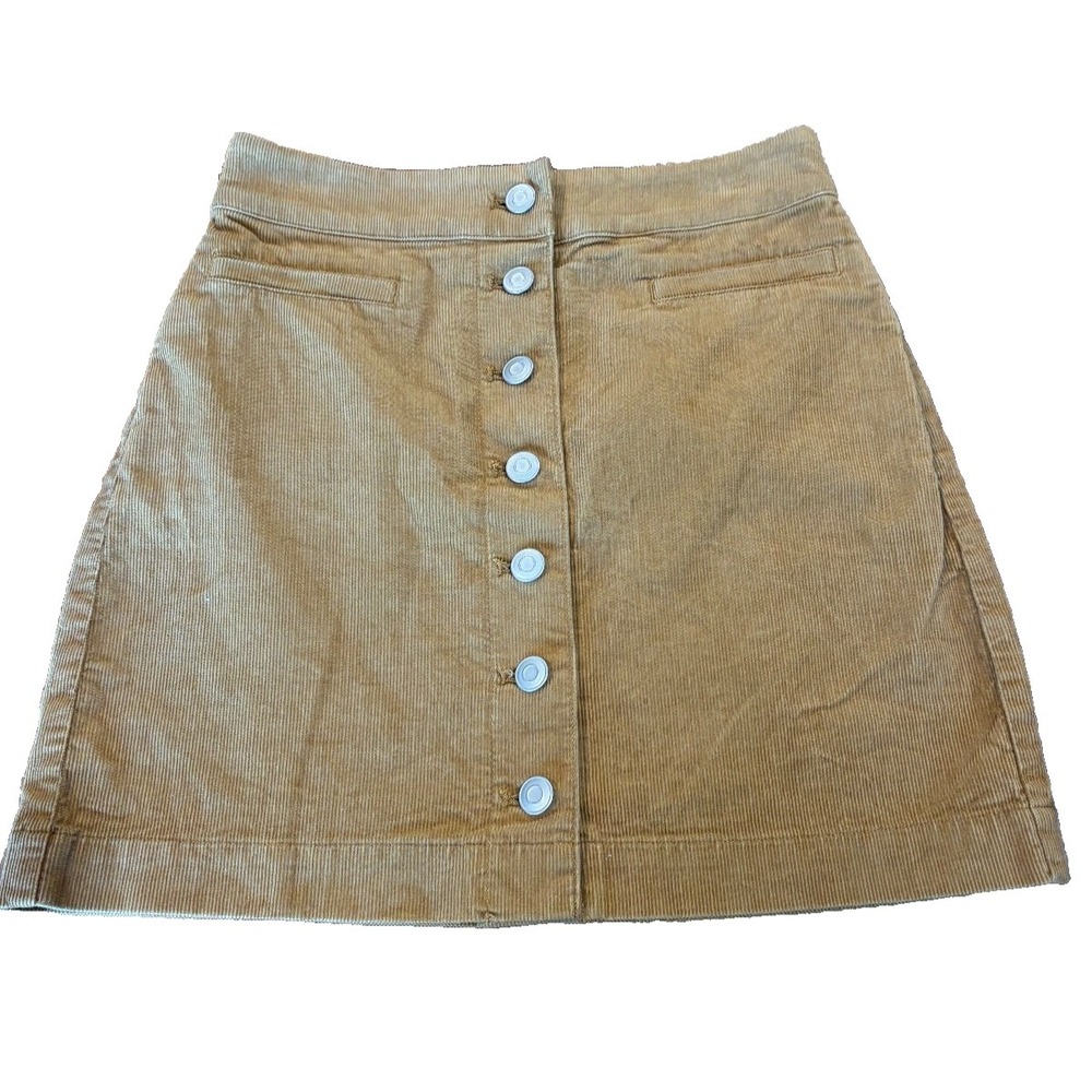 Aritzia Wilfred Free Tan Corduroy Karmen Skirt Button Front Mini Neutral‎ sz 0